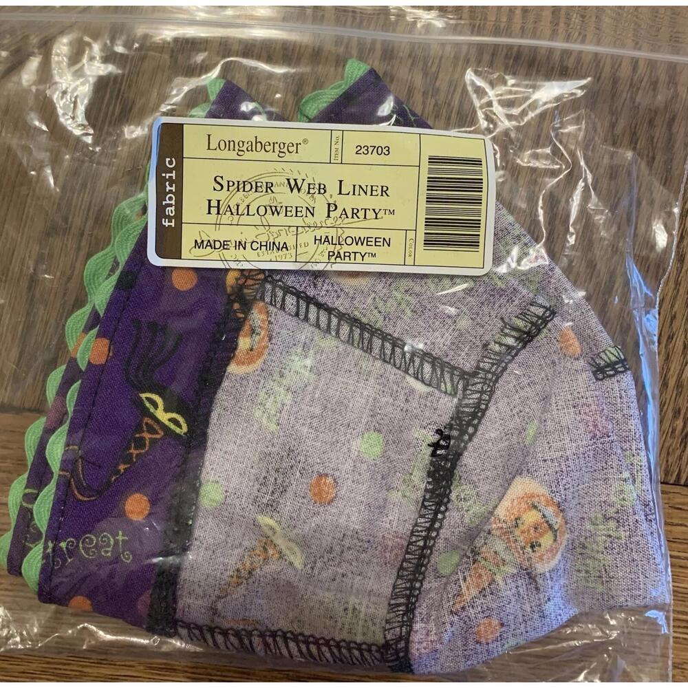 LONGABERGER  SPIDER WEB BASKET LINER HALLOWEEN PARTY New 23703